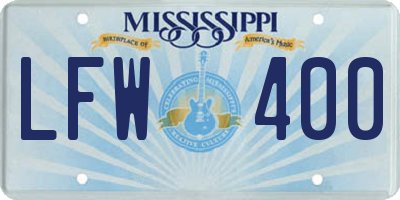 MS license plate LFW400