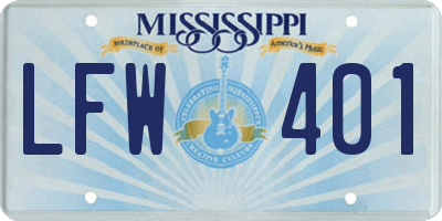 MS license plate LFW401