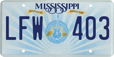 MS license plate LFW403