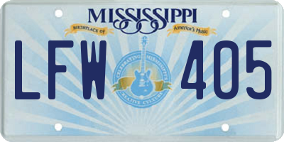 MS license plate LFW405