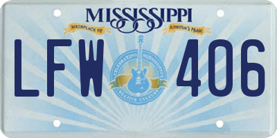 MS license plate LFW406