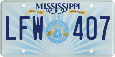 MS license plate LFW407