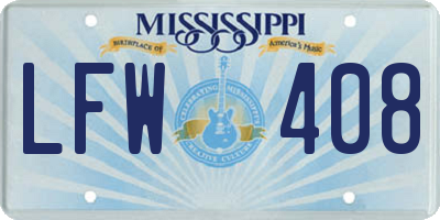 MS license plate LFW408