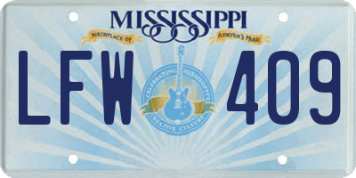 MS license plate LFW409