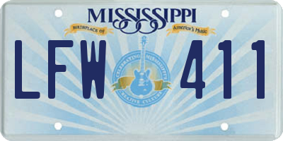 MS license plate LFW411
