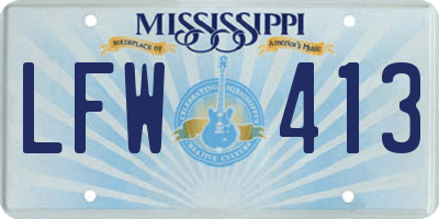 MS license plate LFW413