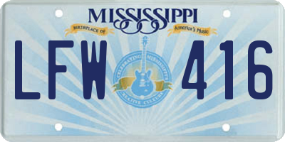 MS license plate LFW416