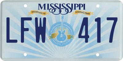 MS license plate LFW417