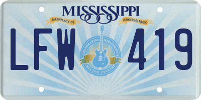 MS license plate LFW419