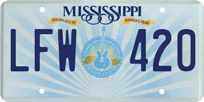 MS license plate LFW420