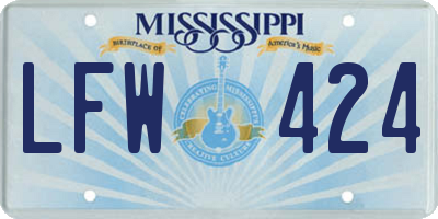 MS license plate LFW424