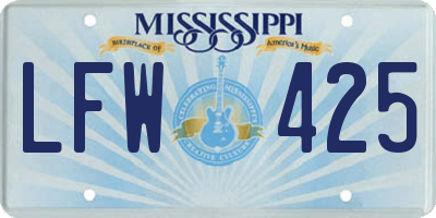 MS license plate LFW425