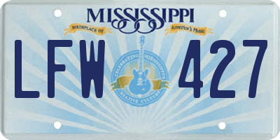 MS license plate LFW427