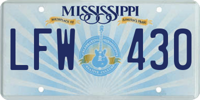MS license plate LFW430