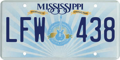 MS license plate LFW438
