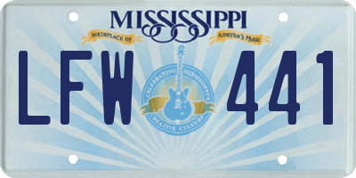 MS license plate LFW441