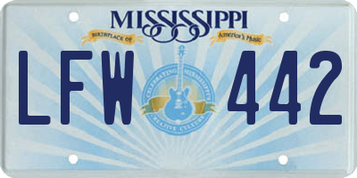 MS license plate LFW442