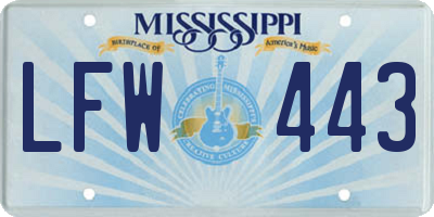 MS license plate LFW443