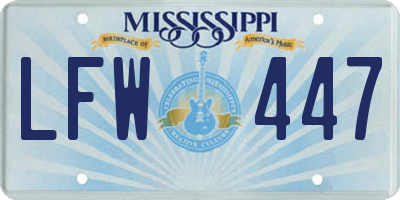 MS license plate LFW447
