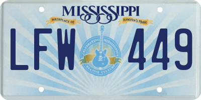 MS license plate LFW449