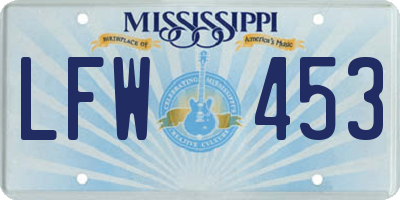 MS license plate LFW453