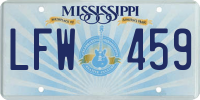MS license plate LFW459