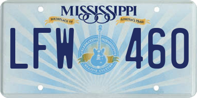 MS license plate LFW460