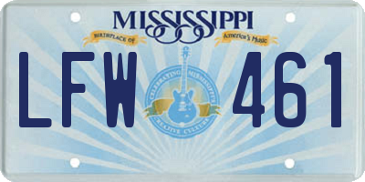MS license plate LFW461