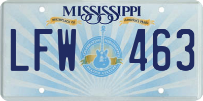 MS license plate LFW463