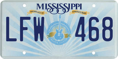 MS license plate LFW468