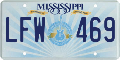 MS license plate LFW469