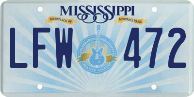 MS license plate LFW472