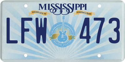 MS license plate LFW473