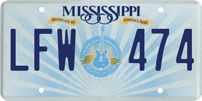 MS license plate LFW474