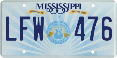 MS license plate LFW476