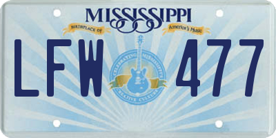 MS license plate LFW477