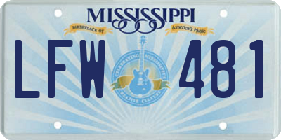 MS license plate LFW481