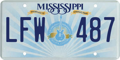 MS license plate LFW487