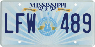 MS license plate LFW489