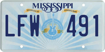 MS license plate LFW491