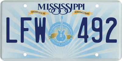 MS license plate LFW492