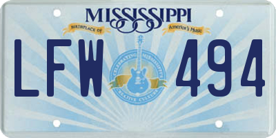 MS license plate LFW494