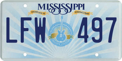 MS license plate LFW497