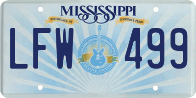 MS license plate LFW499