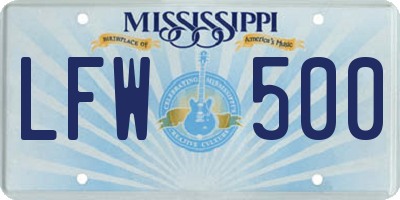 MS license plate LFW500