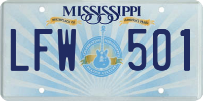 MS license plate LFW501