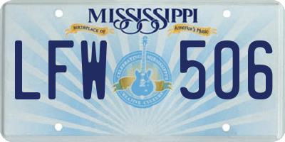 MS license plate LFW506