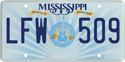 MS license plate LFW509