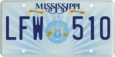 MS license plate LFW510