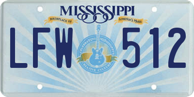 MS license plate LFW512